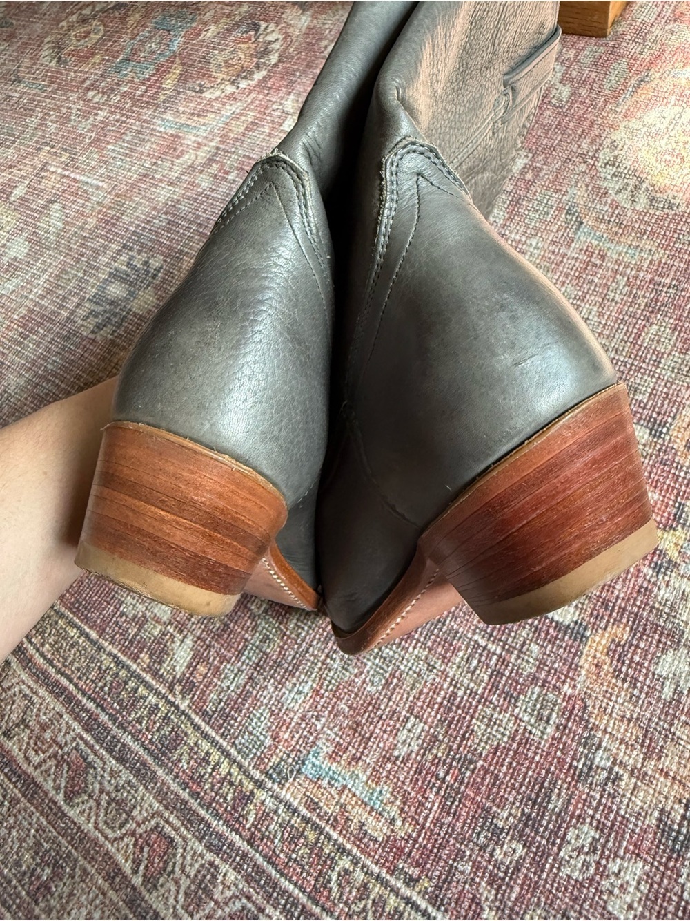 Dingo 8.5 D Gray Leather Western Boots with Wood Heel - Picture 10 of 10